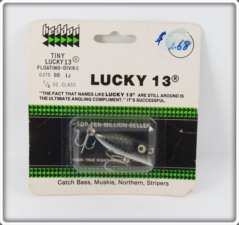 Vintage Heddon Baby Bass Tiny Lucky 13 Lure On Card