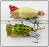 Arbogast Hula Popper Pair: Red/White & Frog