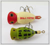 Arbogast Hula Popper Pair: Red/White & Frog