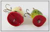Arbogast Hula Popper Pair: Red/White & Frog
