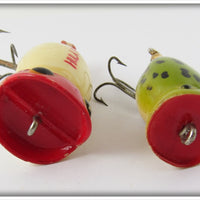 Arbogast Hula Popper Pair: Red/White & Frog