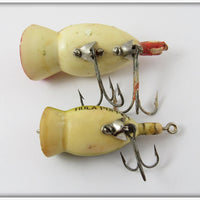 Arbogast Hula Popper Pair: Red/White & Frog