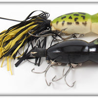Vintage Fred Arbogast Frog & Black Hula Popper Lure Pair 