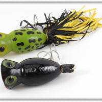 Fred Arbogast Frog & Black Hula Popper Pair