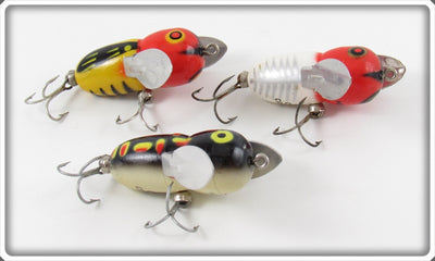 Heddon YRH, Red & White Shore & Black Frog Tiny Crazy Crawler Lot