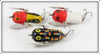 Heddon YRH, Red & White Shore & Black Frog Tiny Crazy Crawler Lot Of Three
