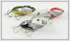 Heddon BWH, Bullfrog & Red White Shore Tiny Crazy Crawler Lot Of Three