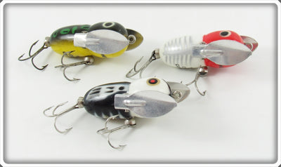 Heddon BWH, Bullfrog & Red White Shore Tiny Crazy Crawler Lot Of Three