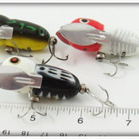 Heddon BWH, Bullfrog & Red White Shore Tiny Crazy Crawler Lot Of Three