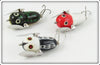 Heddon BWH, Bullfrog & Red White Shore Tiny Crazy Crawler Lot Of Three