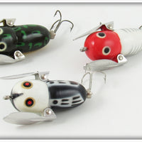 Heddon BWH, Bullfrog & Red White Shore Tiny Crazy Crawler Lot Of Three