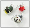 Heddon BWH, Bullfrog & Red White Shore Tiny Crazy Crawler Lot Of Three