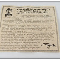 Heddon 1894-1994 Centennial Edition Silver Flitter Zaragossa In Box