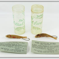 Vintage The Actual Lure Co Real Minnow Lure Pair In Tubes