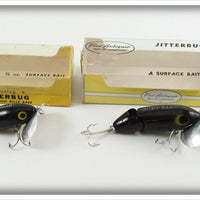 Vintage Fred Arbogast Black Jitterbug Lure Pair In Boxes 