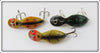 Heddon Tiny Tad Lot Of Three: Orange Spotted, Bullfrog, & Perch
