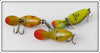Heddon Tiny Tad Lot Of Three: Orange Spotted, Bullfrog, & Perch