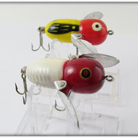 Heddon Tiny Crazy Crawler Pair: Red White Shore & Yellow Red Head