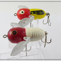 Heddon Tiny Crazy Crawler Pair: Red White Shore & Yellow Red Head