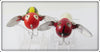 Heddon Tiny Crazy Crawler Pair: Red White Shore & Yellow Red Head