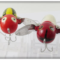 Heddon Tiny Crazy Crawler Pair: Red White Shore & Yellow Red Head