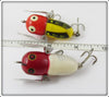 Heddon Tiny Crazy Crawler Pair: Red White Shore & Yellow Red Head