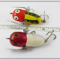 Heddon Tiny Crazy Crawler Pair: Red White Shore & Yellow Red Head