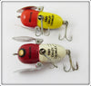 Heddon Tiny Crazy Crawler Pair: Red White Shore & Yellow Red Head