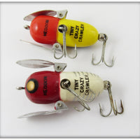 Heddon Tiny Crazy Crawler Pair: Red White Shore & Yellow Red Head