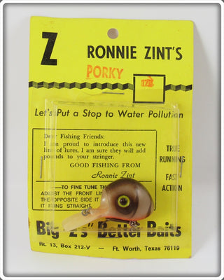 Big Z's Better Baits Ronnie Zint's Brown Crawdad Porky Ubangi On Card