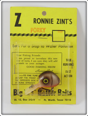 Big Z's Better Baits Ronnie Zint's Brown Crawdad Porky Ubangi On Card