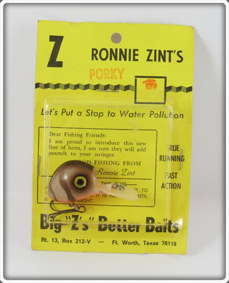 Big Z's Better Baits Ronnie Zint's Brown Crawdad Porky Ubangi On Card