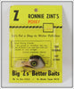 Big Z's Better Baits Ronnie Zint's Grey & Black Porky Ubangi On Card