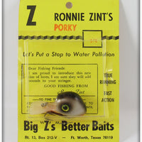 Big Z's Better Baits Ronnie Zint's Grey & Black Porky Ubangi On Card