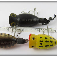 Arbogast Hula Popper Lot Of Three: Black, Frog, & Coachdog