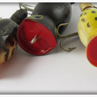 Arbogast Hula Popper Lot Of Three: Black, Frog, & Coachdog