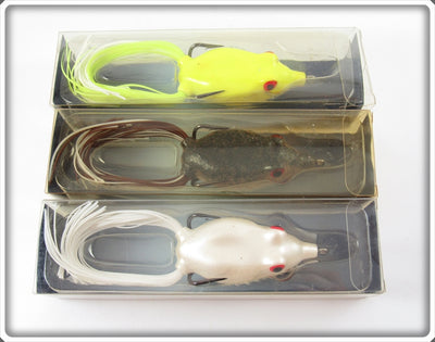 Weedless Rubber Frog Lure Lot Of Three In Boxes 