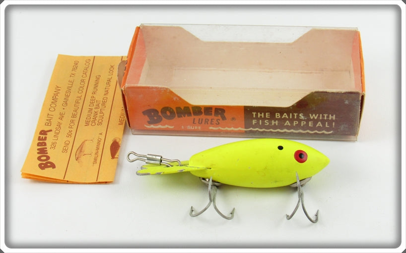 Bomber Bait Co Fluorescent Yellow/Chartreuse Model 300 In Box