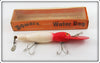 Vintage Bomber Bait Co Red & White Water Dog Lure In Box