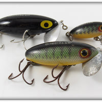 Vintage Arbogast Black & Perch Jitterbug Lot Of Three Lures 