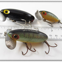 Arbogast Black & Perch Jitterbug Lot Of Three