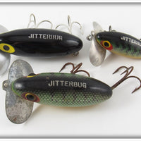 Arbogast Black & Perch Jitterbug Lot Of Three