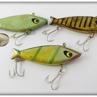 Smithwick Fishable Water Gater Lot Of Three: Blue Scale, Gold Chrome Black Stripes, & Perch