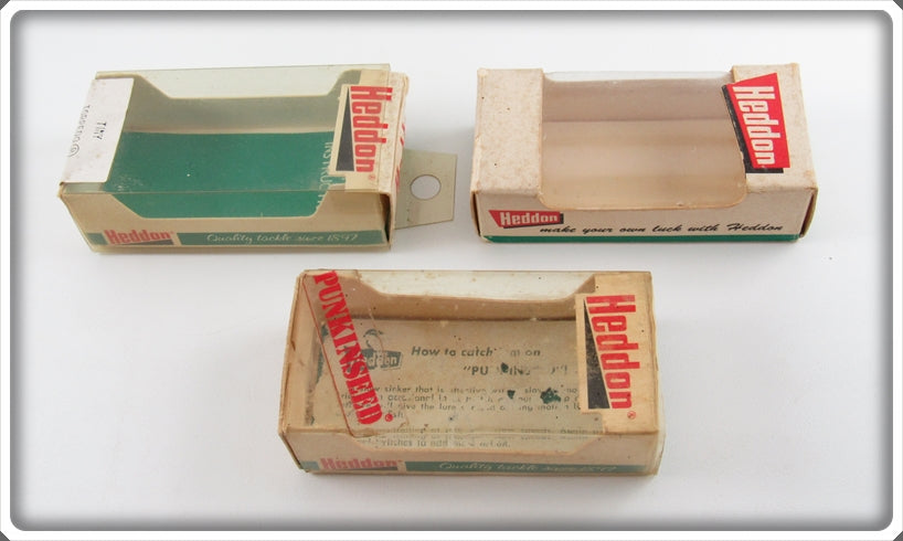 Heddon Tiny Punkinseed, Research & Tiny Torpedo Empty Box Lot Of Three