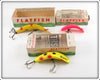 Helin Yellow & Fluorescent Red Flatfish Lot Of Three With Boxes