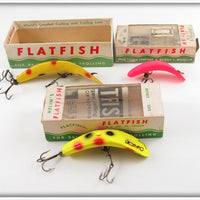 Helin Yellow & Fluorescent Red Flatfish Lot Of Three With Boxes