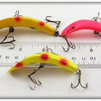 Helin Yellow & Fluorescent Red Flatfish Lot Of Three With Boxes