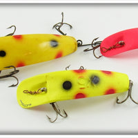 Helin Yellow & Fluorescent Red Flatfish Lot Of Three With Boxes