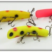 Helin Yellow & Fluorescent Red Flatfish Lot Of Three With Boxes