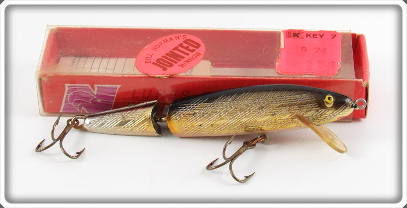 Vintage Norman Gold Jointed Minnow Lure In Box 